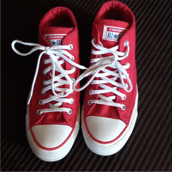 Converse Red Canvas High-Tops - Picture 6 of 7